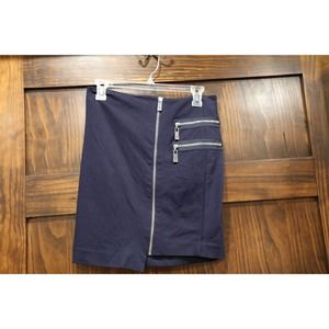 Vince Camuto Skirt Women 6 Petite‎ Dark Blue Mini Skirt Zipper Accents Hipster